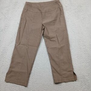 Lulu-B Women's 2 Brown Pull-On Capri Pants Stretch Comfort‎ Waist
